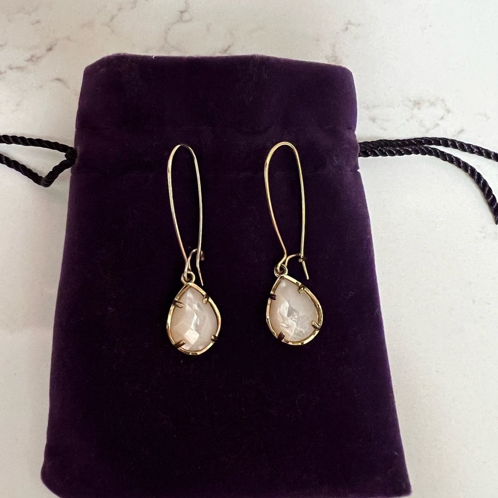 Kendra Scott Gold and Cream Earrings